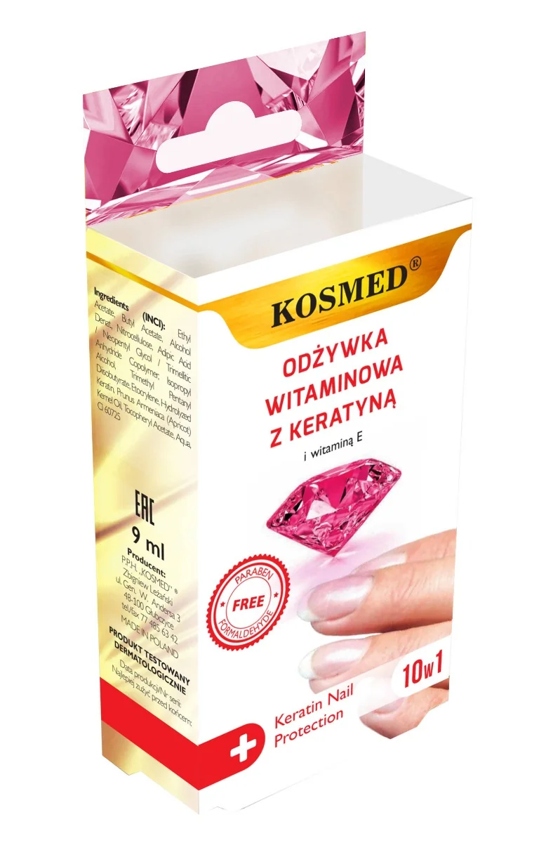Kosmed witaminowa odżywka do paznokci z keratyną, 9 ml