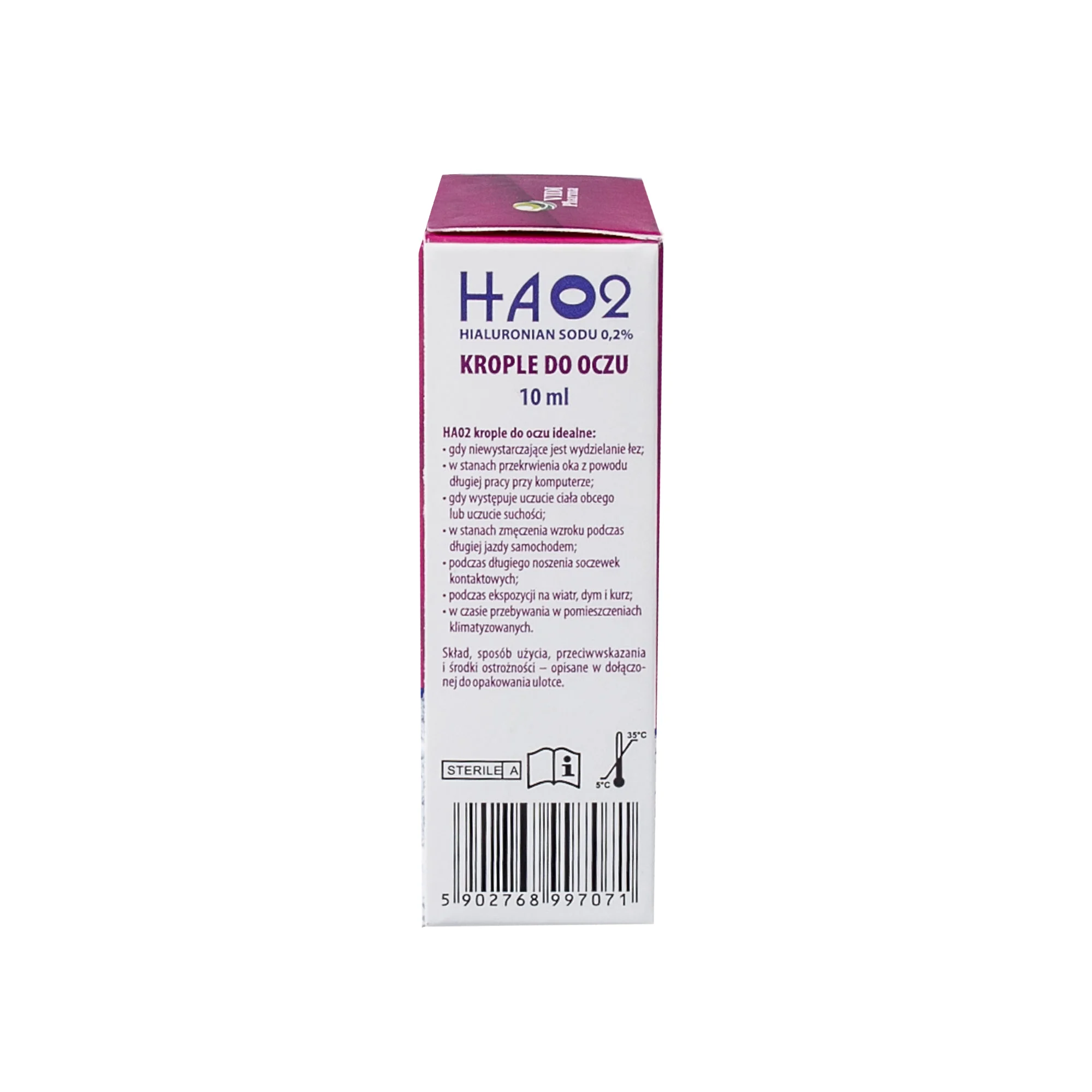 HA02, nawilżające krople do oczu, 10 ml 