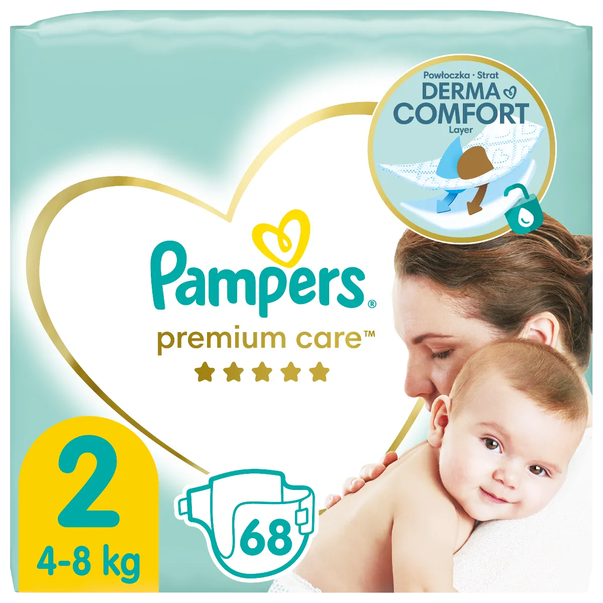 Pampers Premium Care, pieluchy, rozmiar 2, 4-8 kg, 68 sztuk 