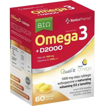 Bio Omega 3 + D 2000, suplement diety, 60 kapsułek 