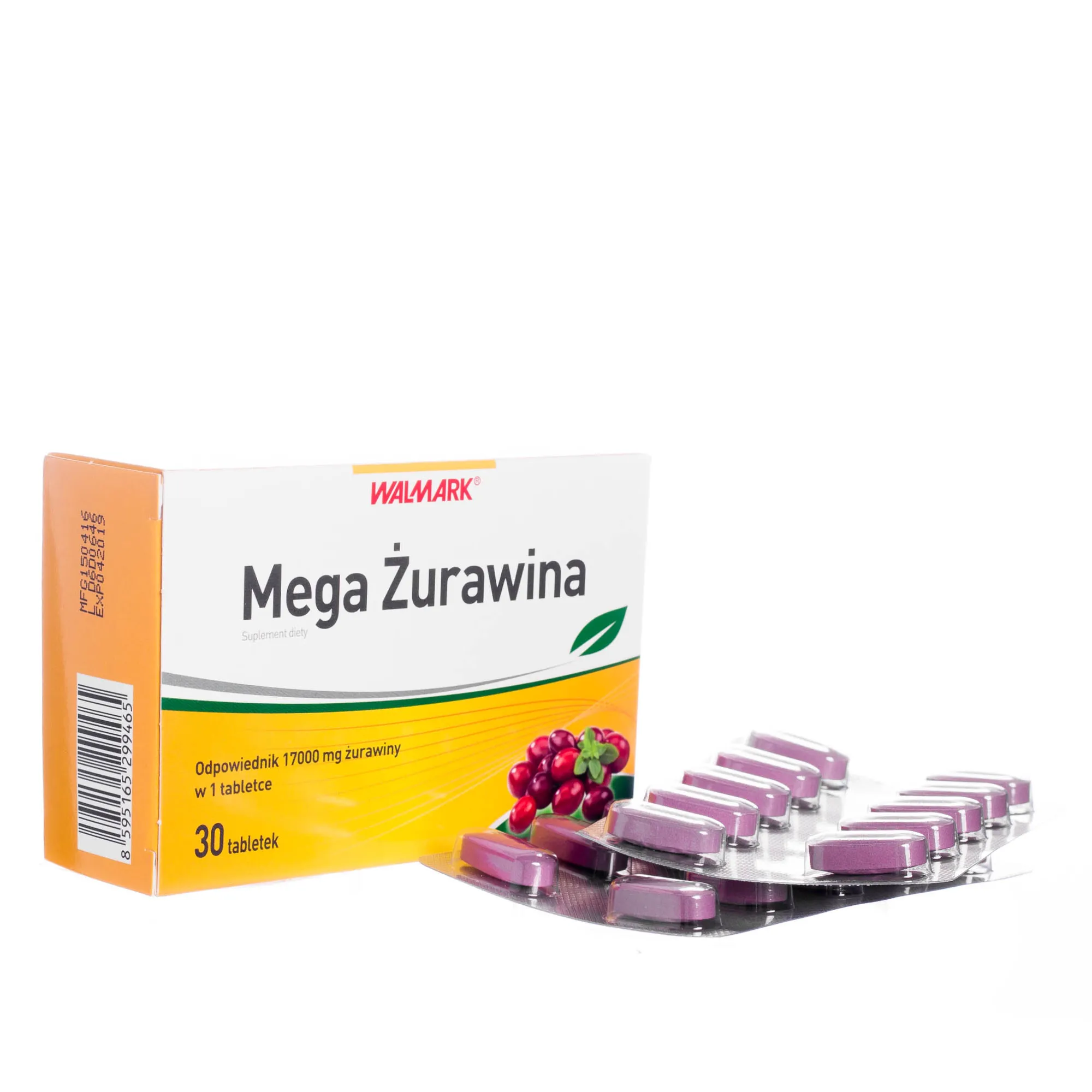 Mega Żurawina - suplement diety bogaty w ekstrakt żurawiny, 30 tabletek 