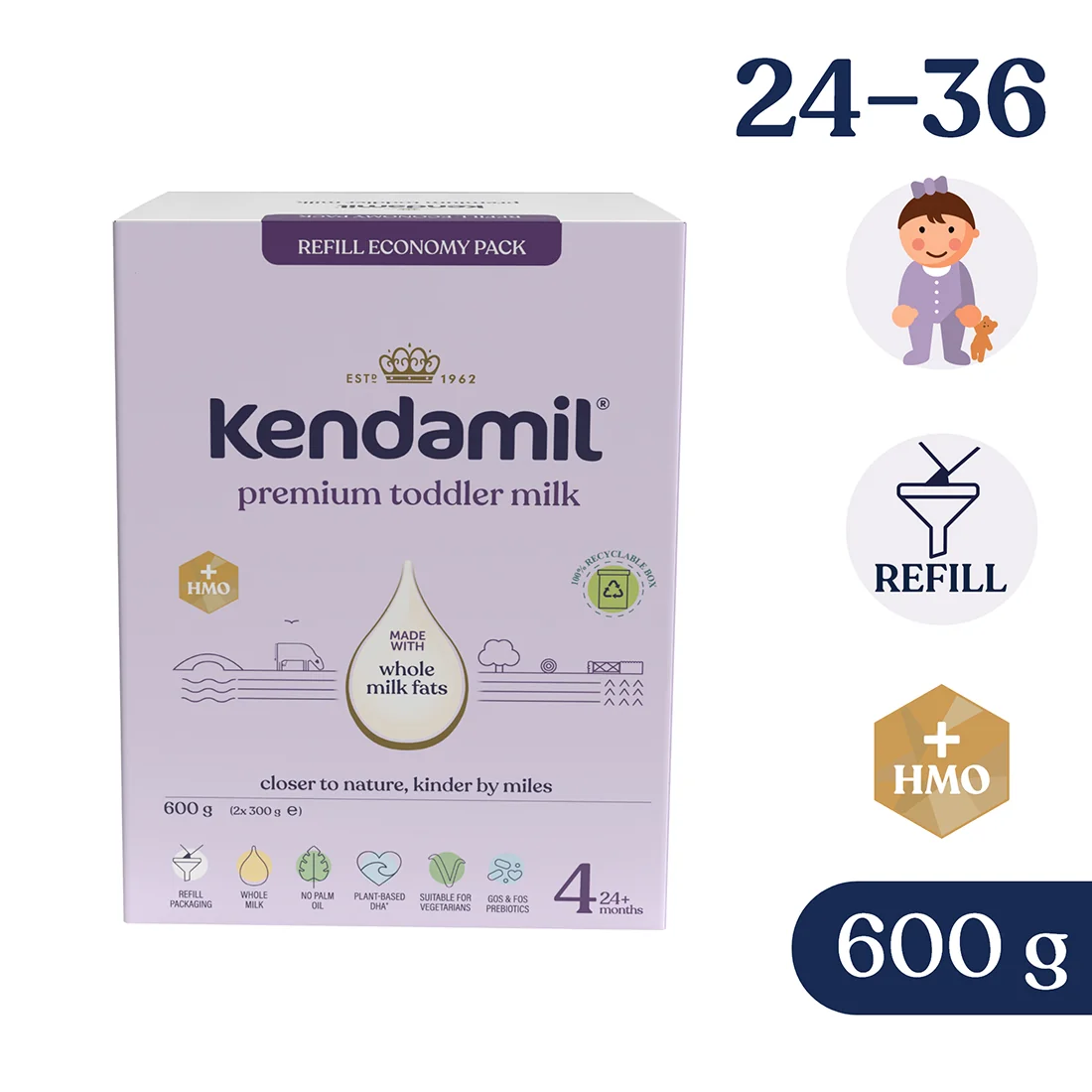 Kendamil® Premium 4​ HMO+ mleko następne, 600 g