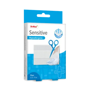 Plasters Sensitive Dr. Max hipoalergiczne plastry, 6 cm x 10 cm, 10 sztuk