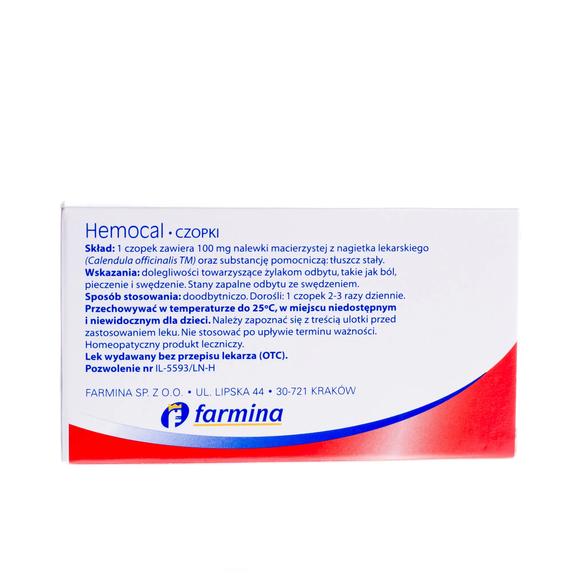 Hemocal Czopki, lek stosowany przy żylakach odbytu, 10 czopków 