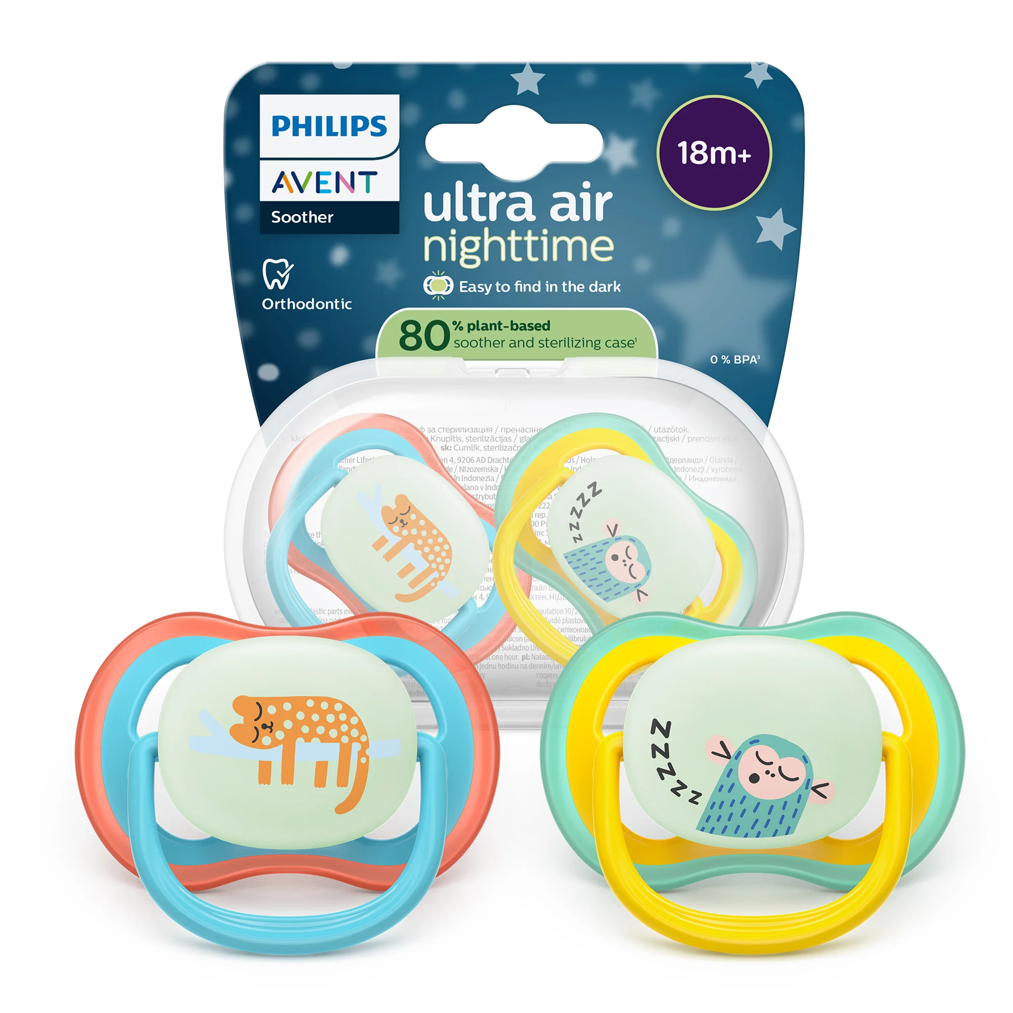 Philips Avent Ultra Air Nighttime świecący w ciemności ortodontyczny smoczek uspokajający 18m+, 2 sztuki