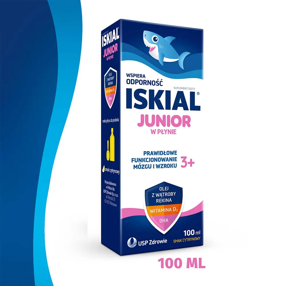 Iskial Junior w płynie, suplement diety, smak cytrynowy, 100 ml 