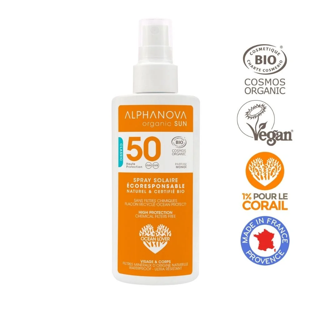 Alphanova Sun Bio spray przeciwsłoneczny SPF 50, 125 g