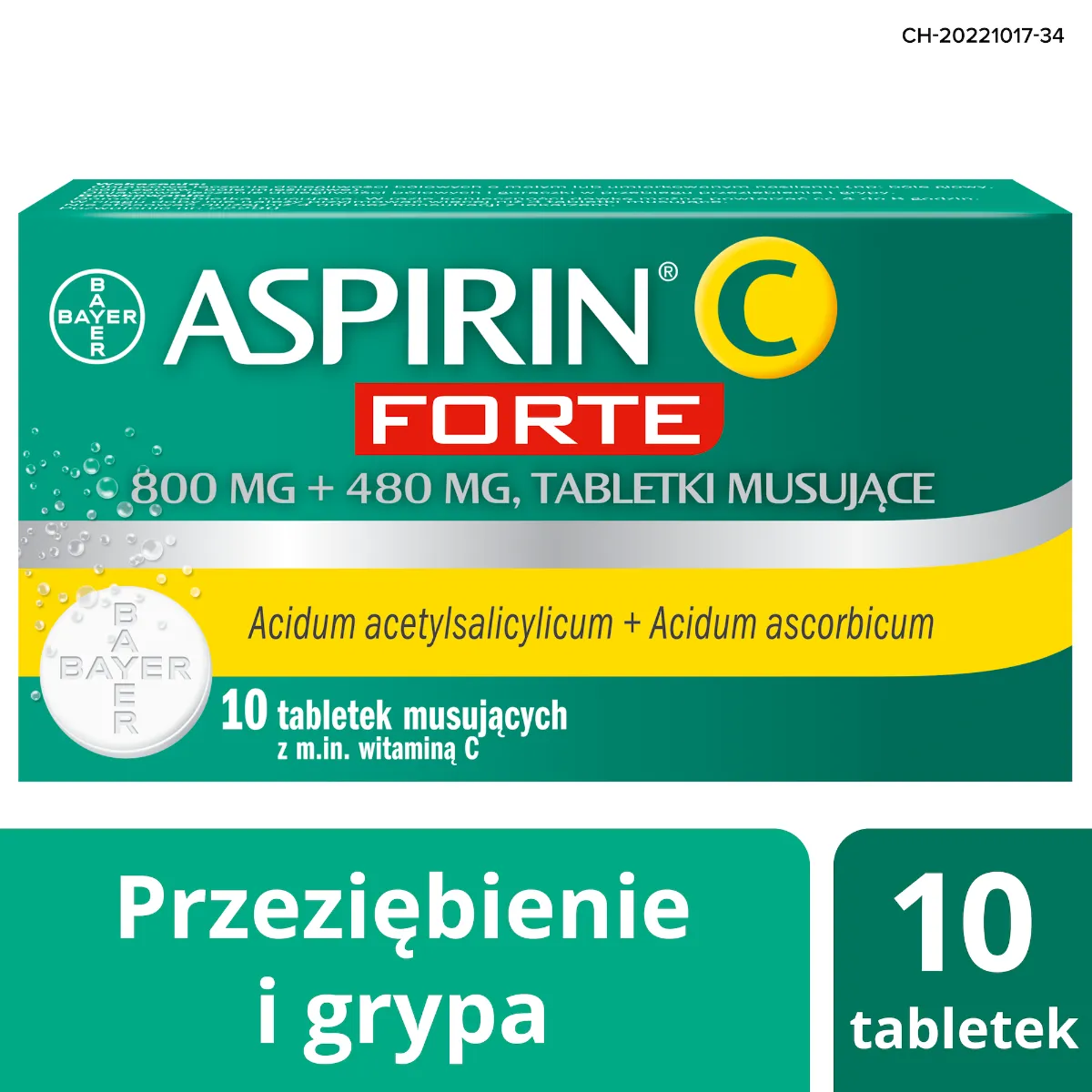 Aspirin C Forte, 800 mg + 480 mg , 10 tabletek musujących 