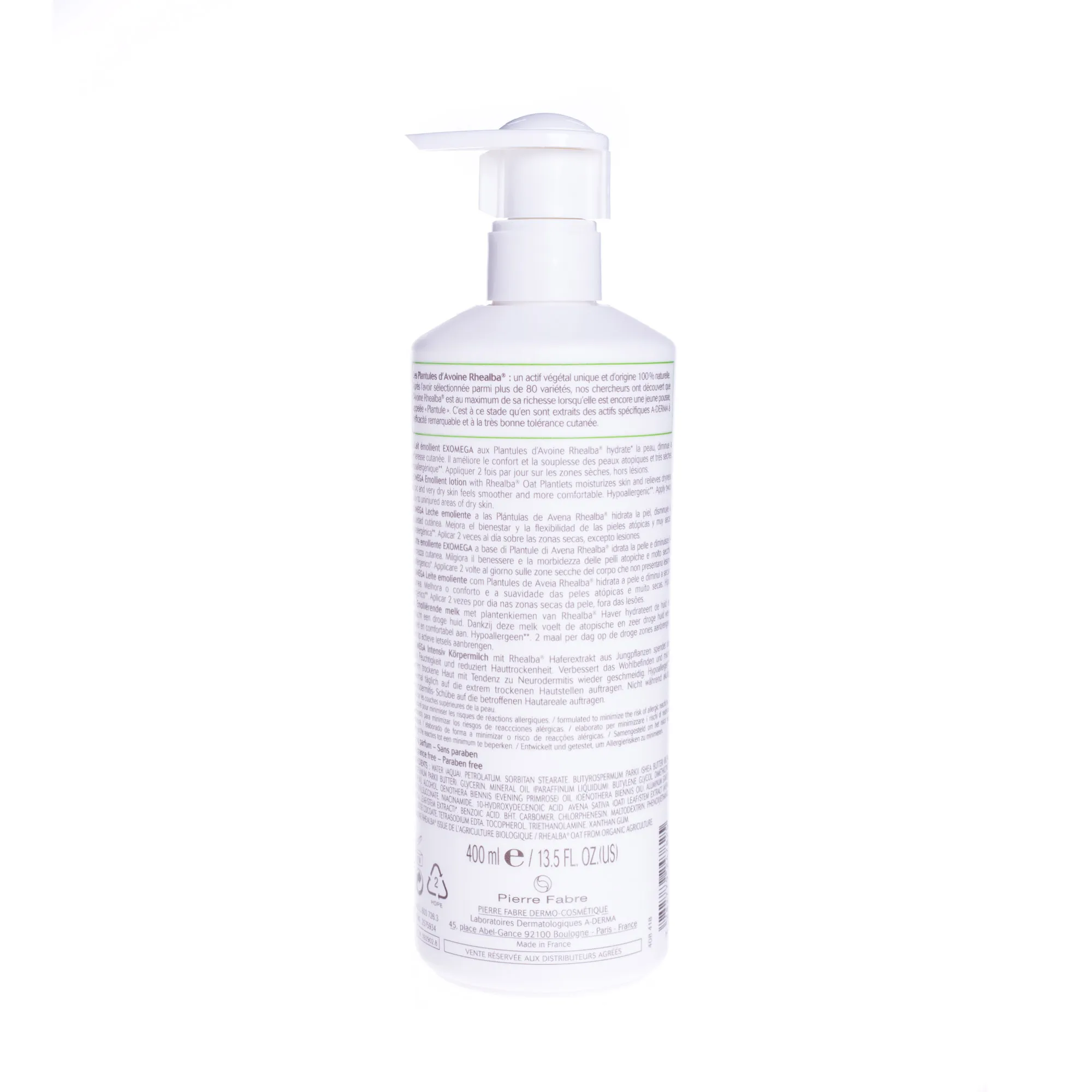 A-Derma, Exomega, Mleczko nawilżająco-zmiękczające, 400 ml 