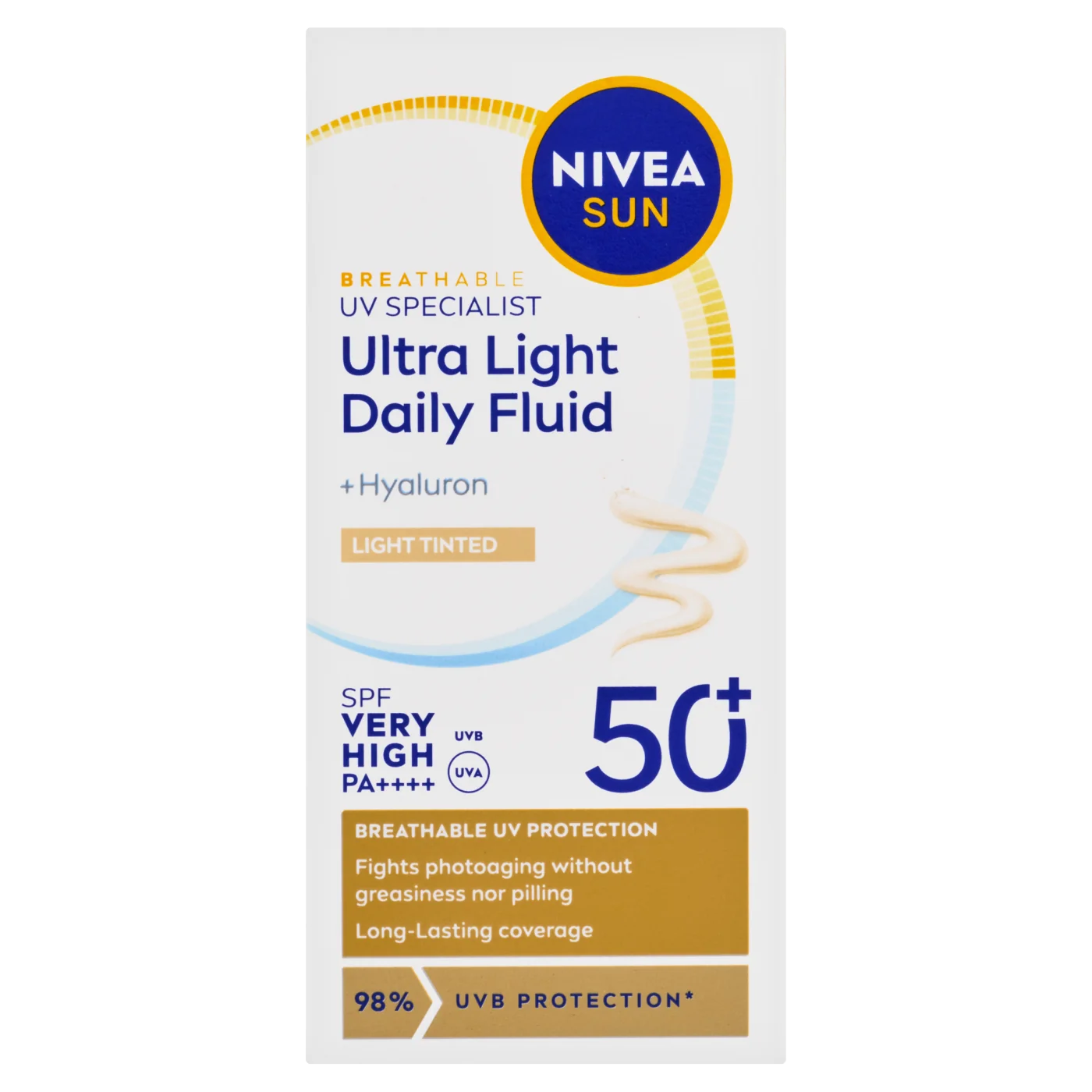 Nivea Sun Ultra Light Daily Fluid tonujący krem do twarzy jasny SPF 50+, 40 ml