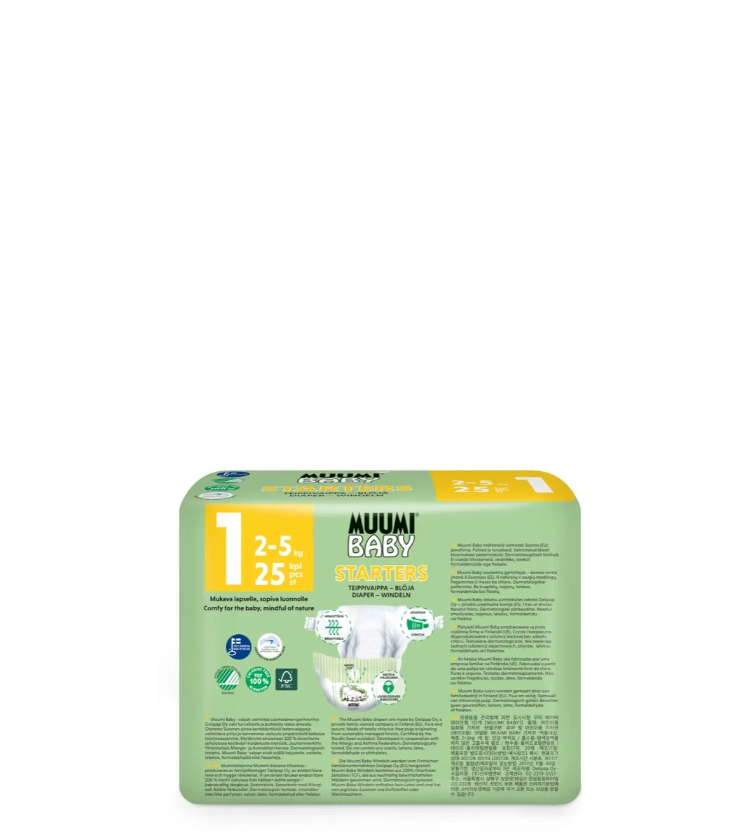 Muumi Baby Starters 1, Pieluszki Ekologiczne 2-5 KG, 25 szt. 