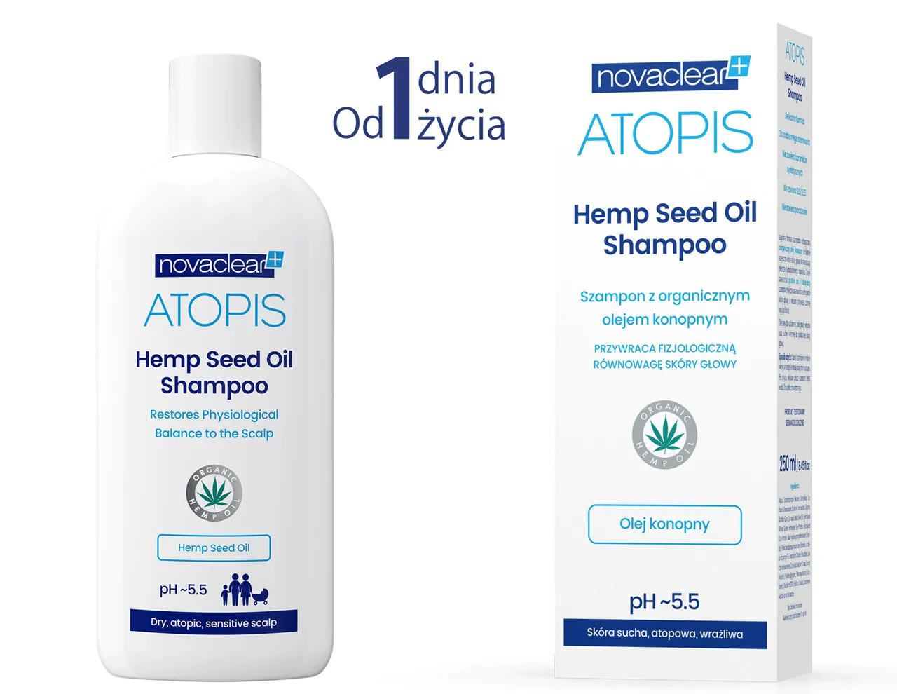 Equalan Novaclear Atopis Hemp Seed Oil Shampoo, szampon z olejkiem konopnym, 250 ml