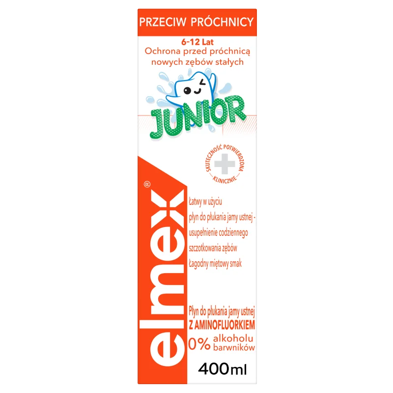 Elmex Junior płyn do płukania jamy ustnej dla dzieci 6-12 lat, 400 ml