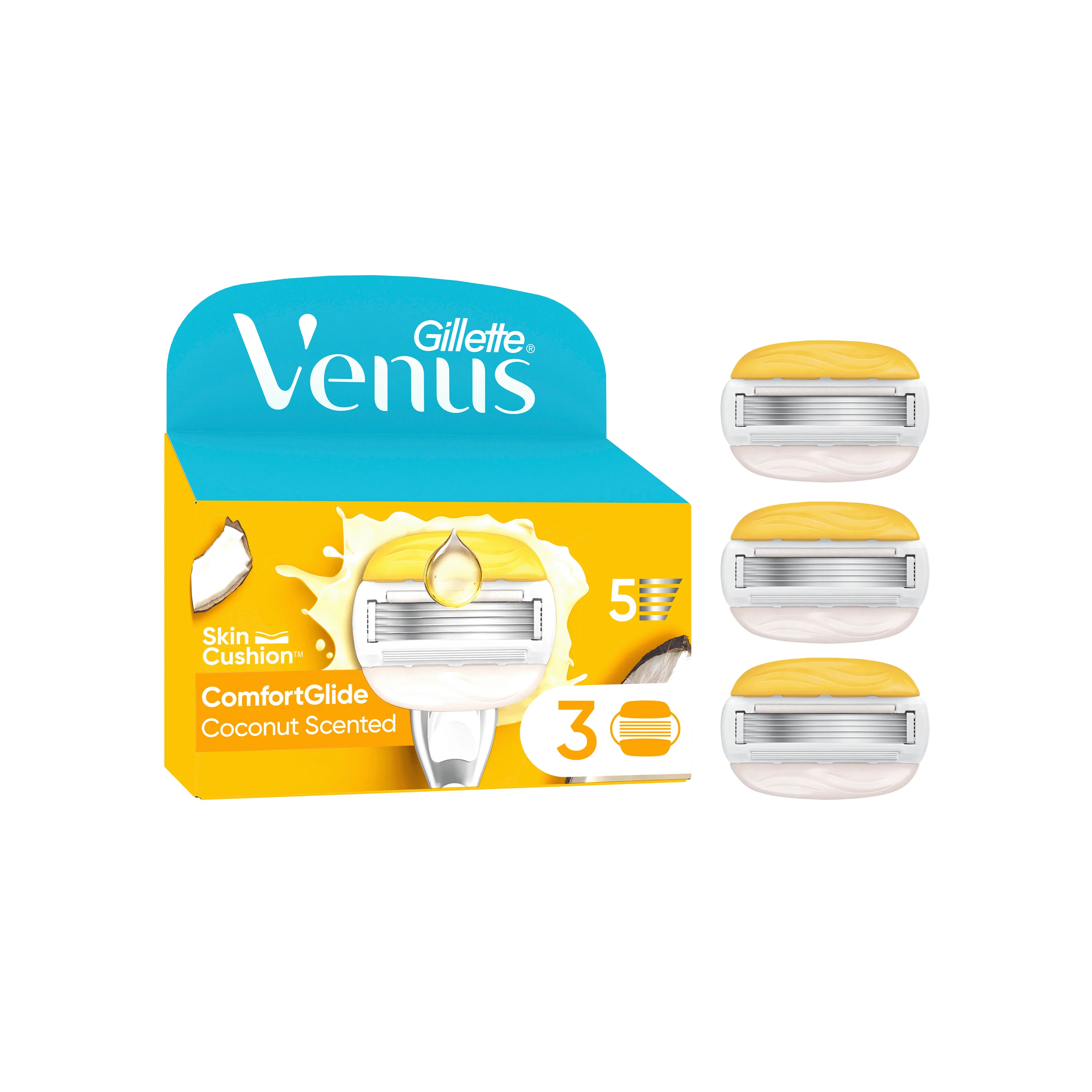 Gillette Venus Comfortglide Coconut wymienne głowice do maszynki do golenia, 3 sztuki