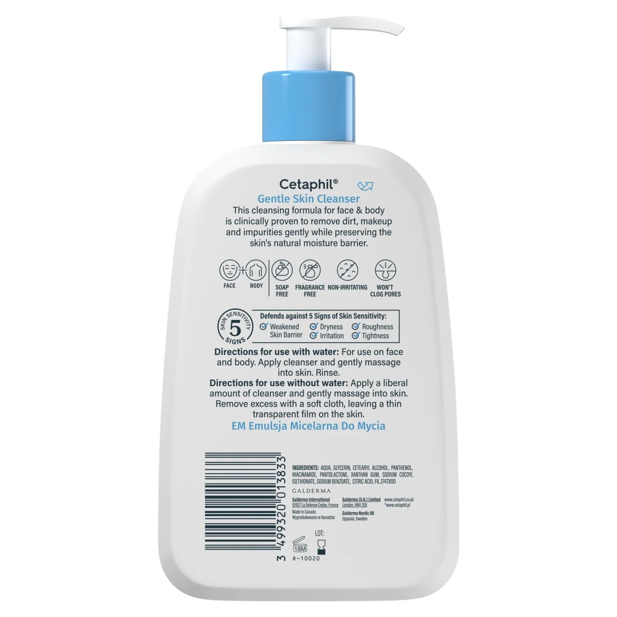 Cetaphil EM do mycia Emulsja Micelarna, 236 ml + pompka