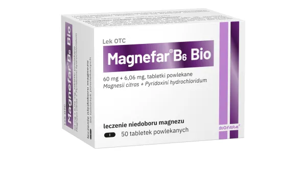 Magnefar B6 Bio, 60 mg + 6,06 mg, 50 tabletek powlekanych