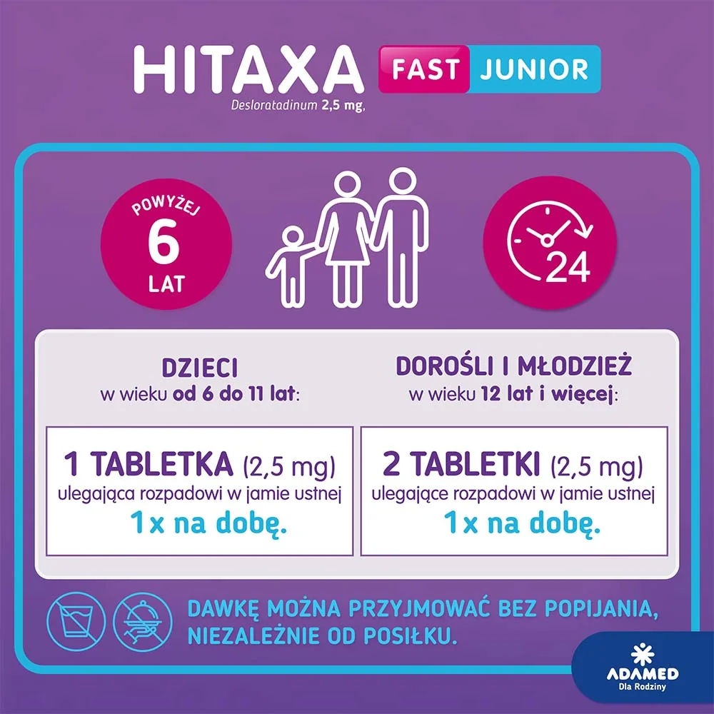 Hitaxa fast junior 2,5 mg, 10 tabletek ulegających rozpadowi w jamie ustnej
