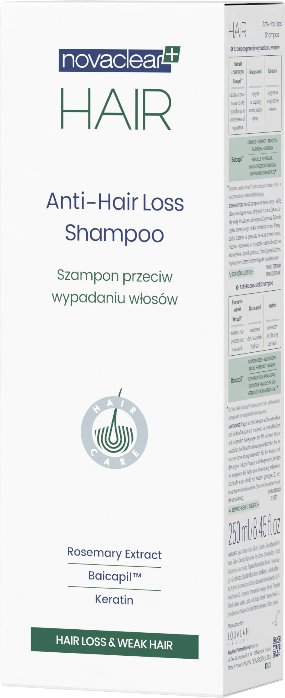 Novaclear Hair szampon przeciw wypadaniu włosów, 250 ml