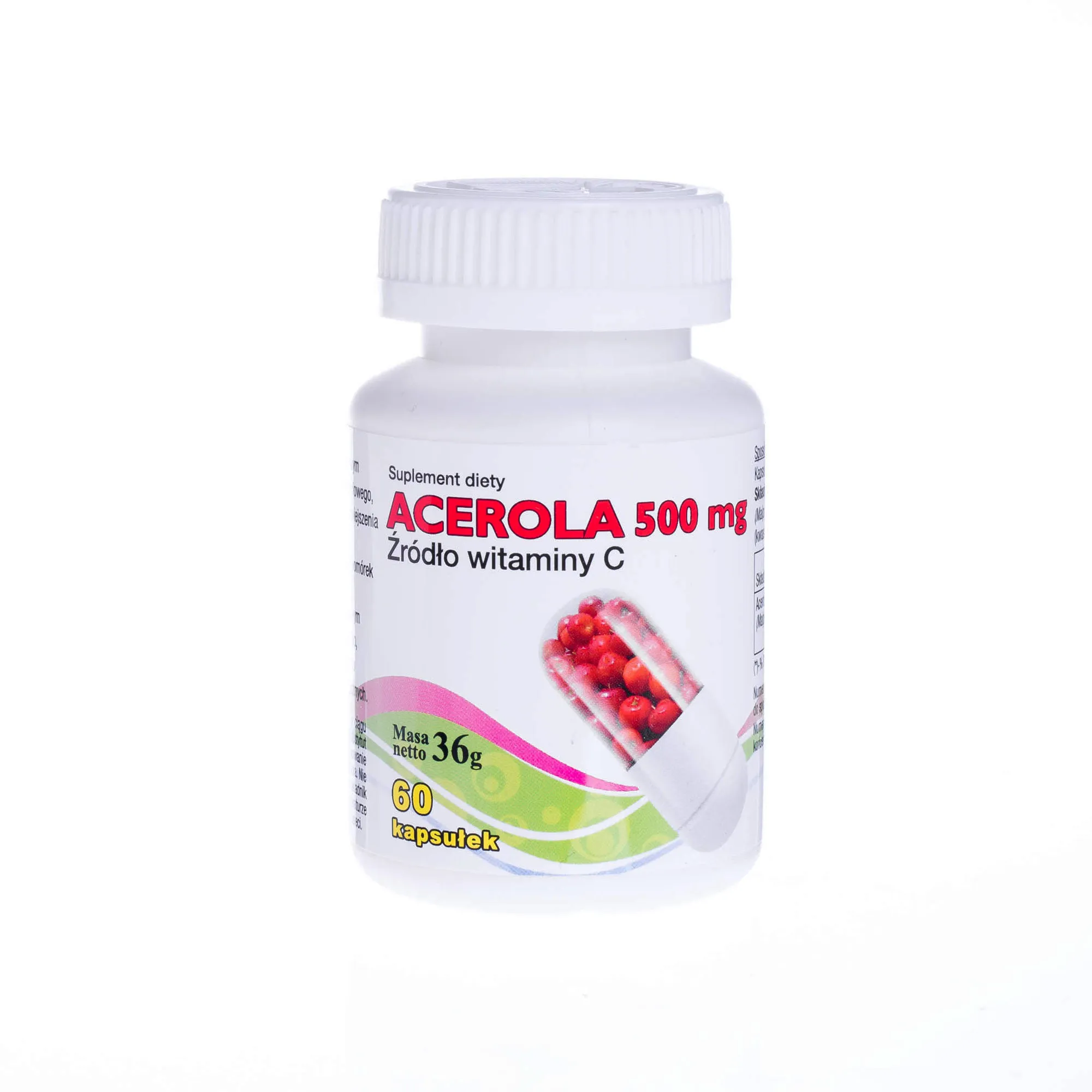 Acerola 500 mg, źródło wit. C, 60 kaps.