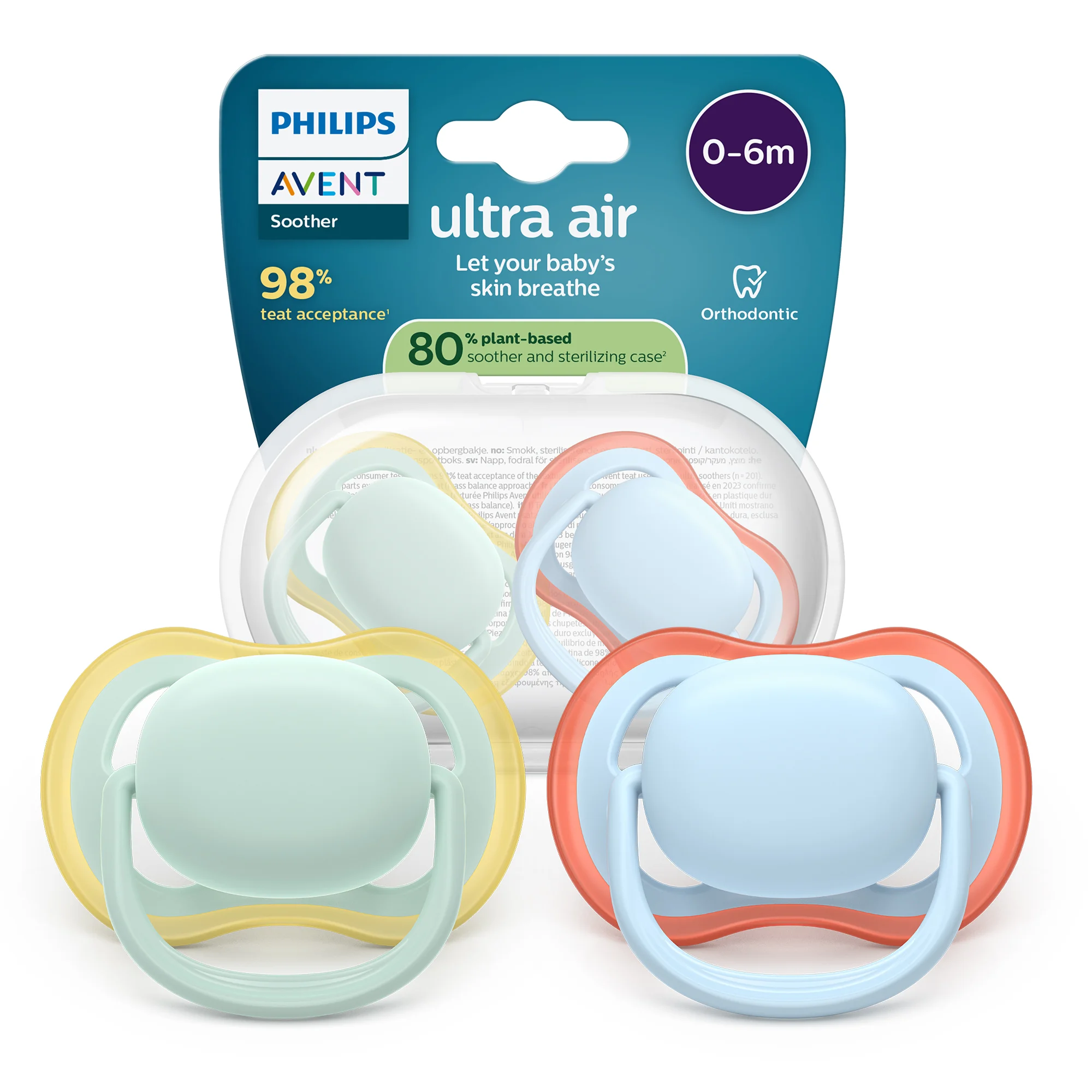 Philips Avent Ultra Air ortodontyczny smoczek uspokajający 0-6 m, 2 sztuki