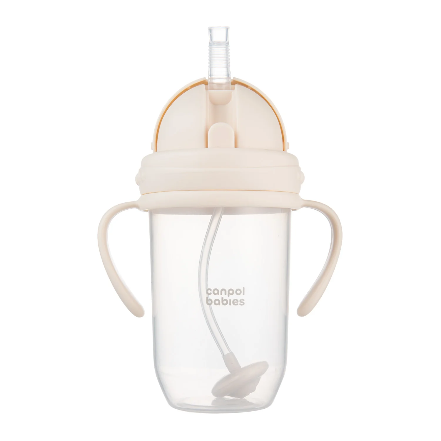 Canpol Babies kubek niekapek z rurką i odważnikiem kremowy 270 ml, 1 sztuka
