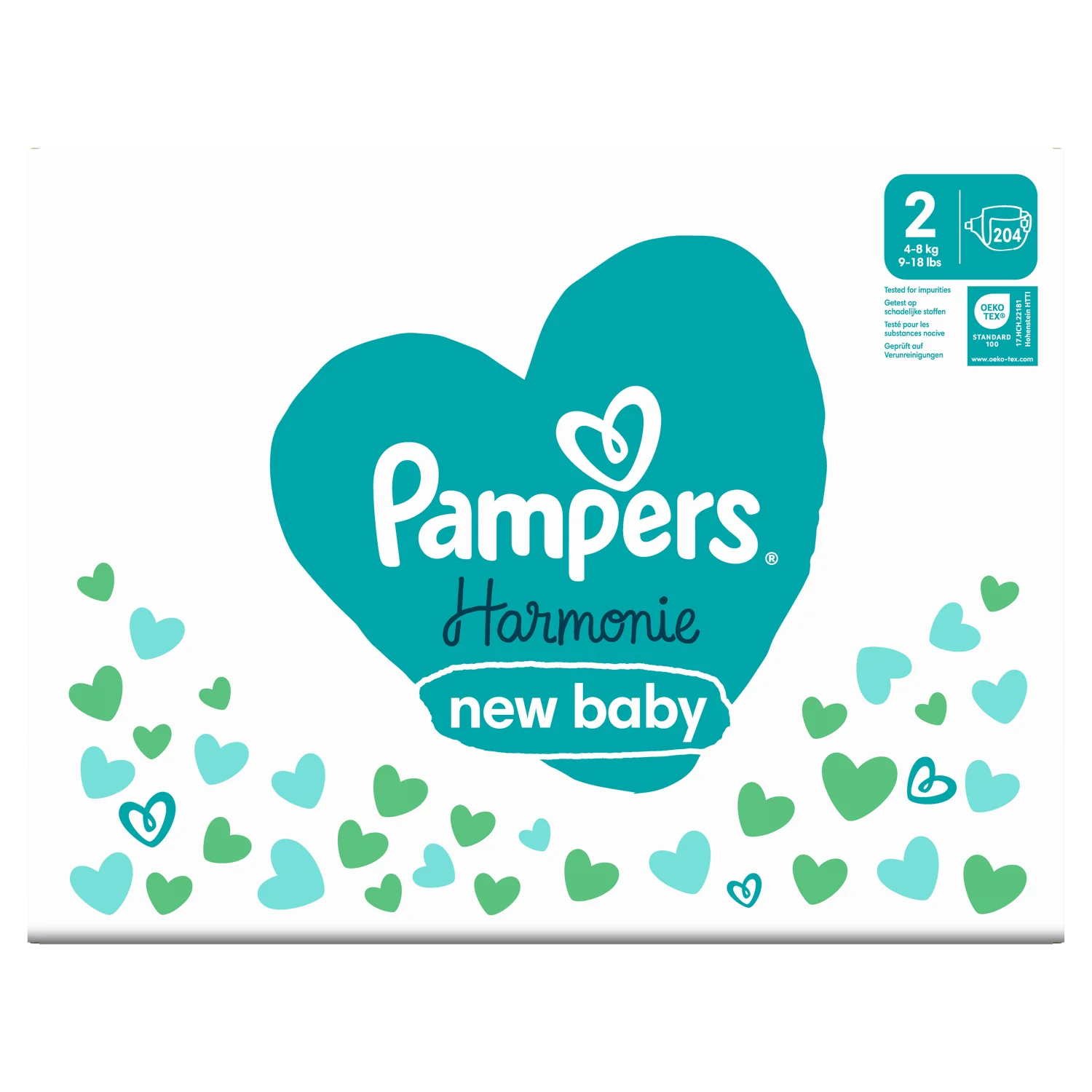 Pampers Harmonie Baby Pieluszki, rozmiar 2 (4kg-8kg), 204 sztuki