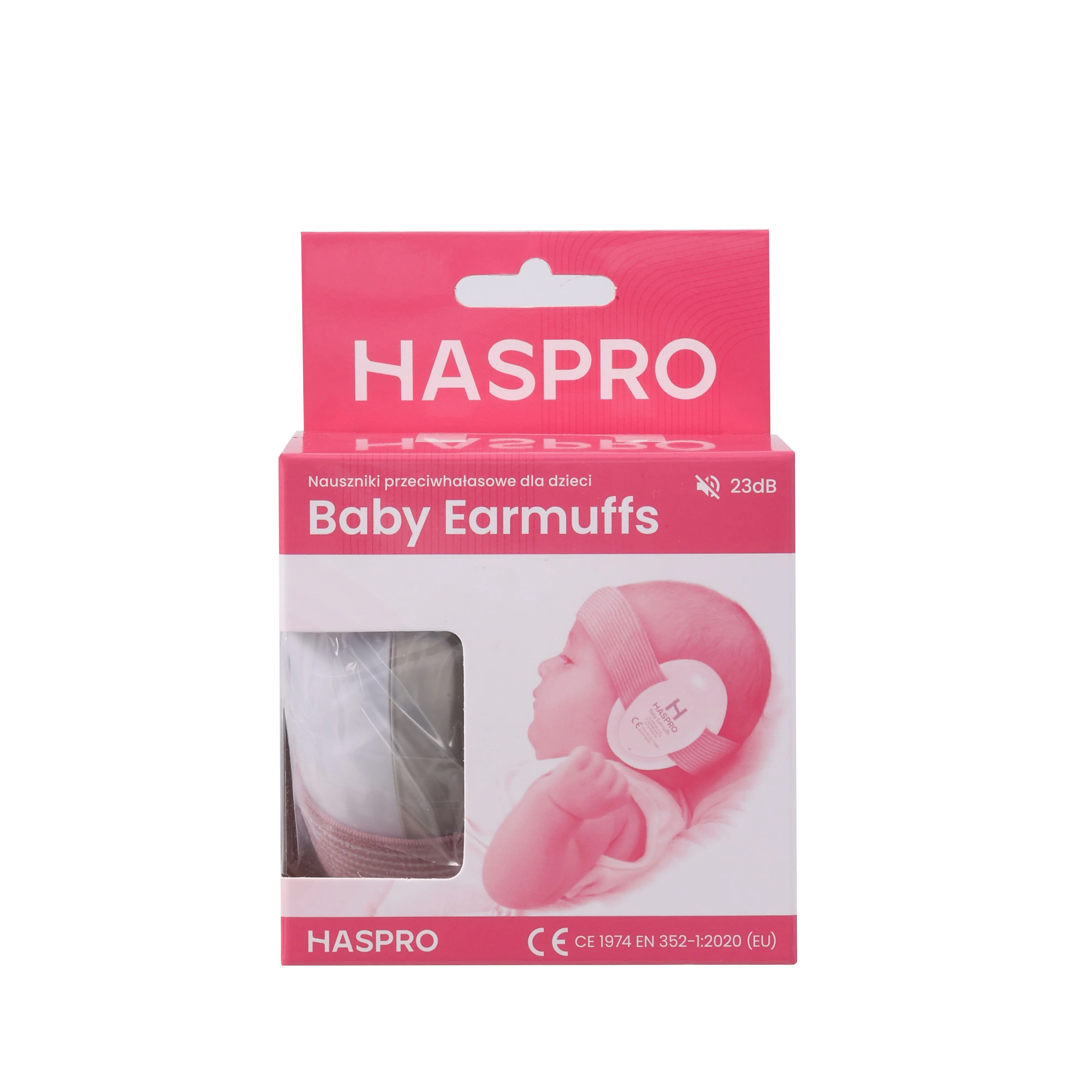 HASPRO Baby Earmuffs PINK 0+ różowe nauszniki dla dzieci i niemowląt, 1 sztuka