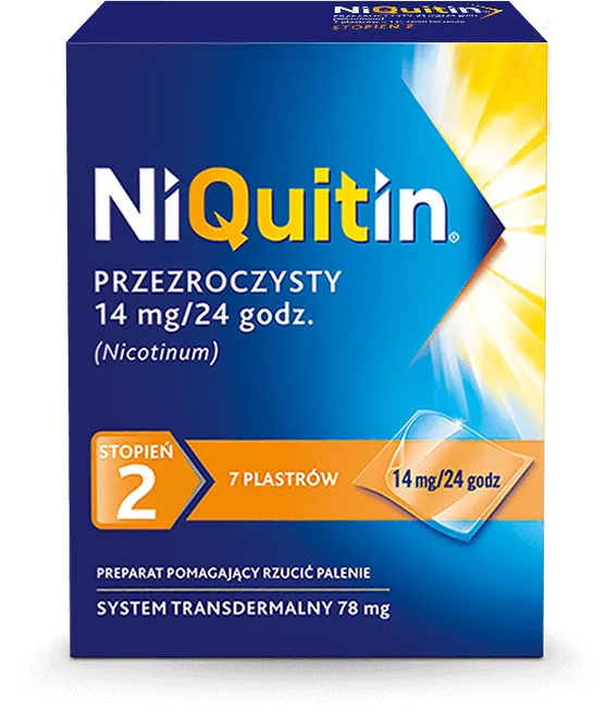 NiQuitin przezroczysty, 14 mg/ 24 godz, 7 plastrów