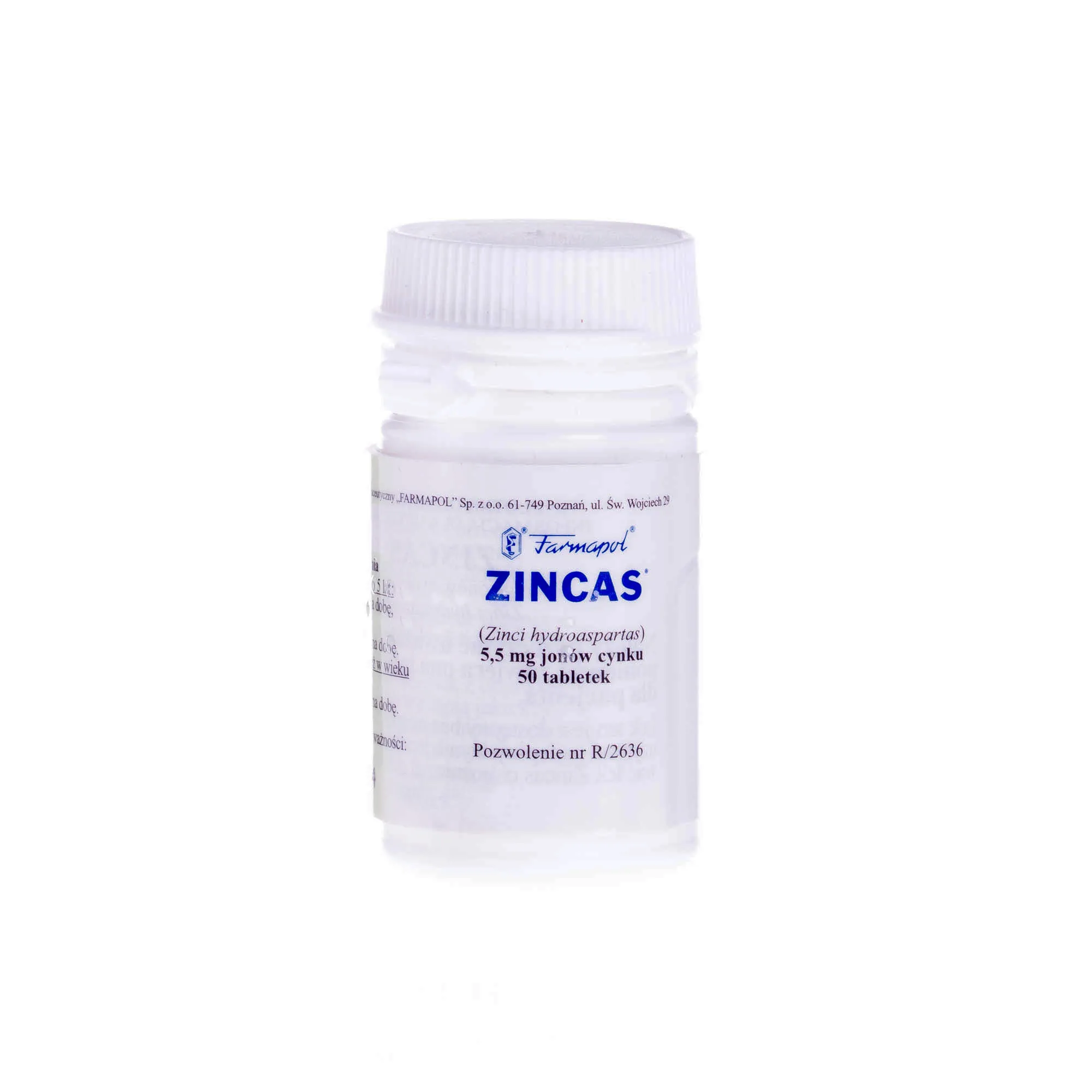 Zincas - 5,5 mg jonów cynku, 50 tabletek