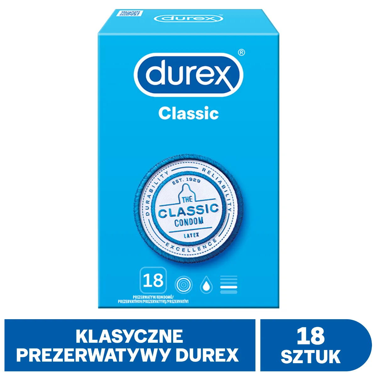 Prezerwatywy Durex Classic, 18 sztuk