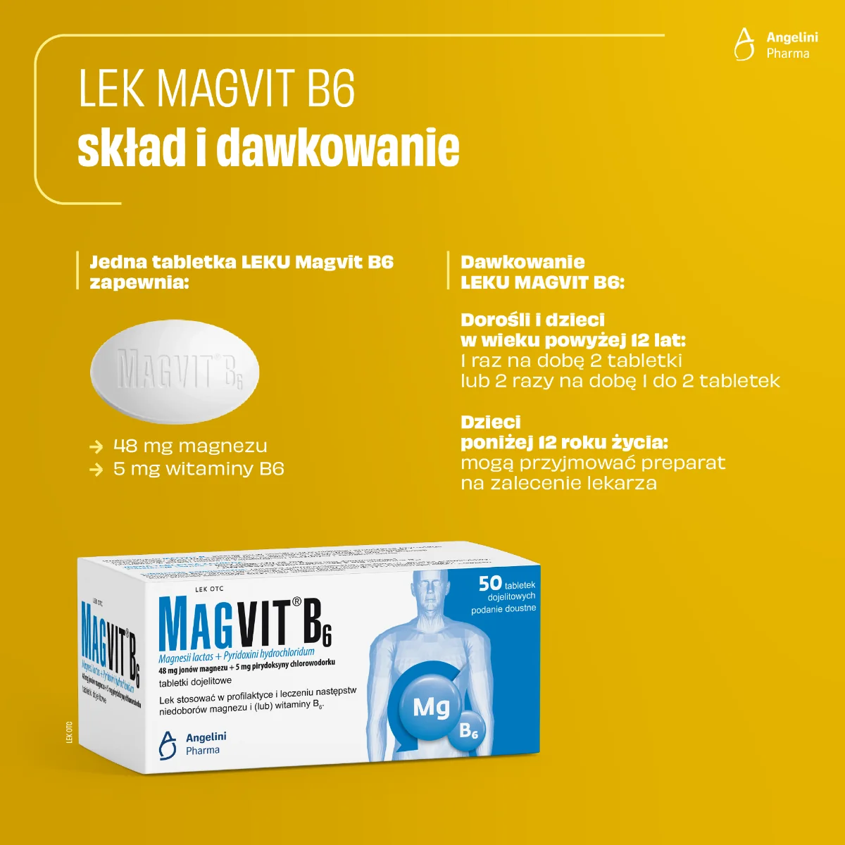 Magvit B6 48 mg + 5 mg, 50 tabletek