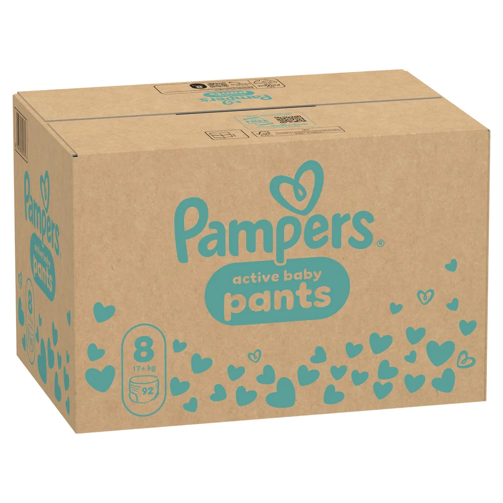 Pampers Active Baby Pants 8 pieluchomajtki, rozmiar 8, 17+ kg, 92 sztuki