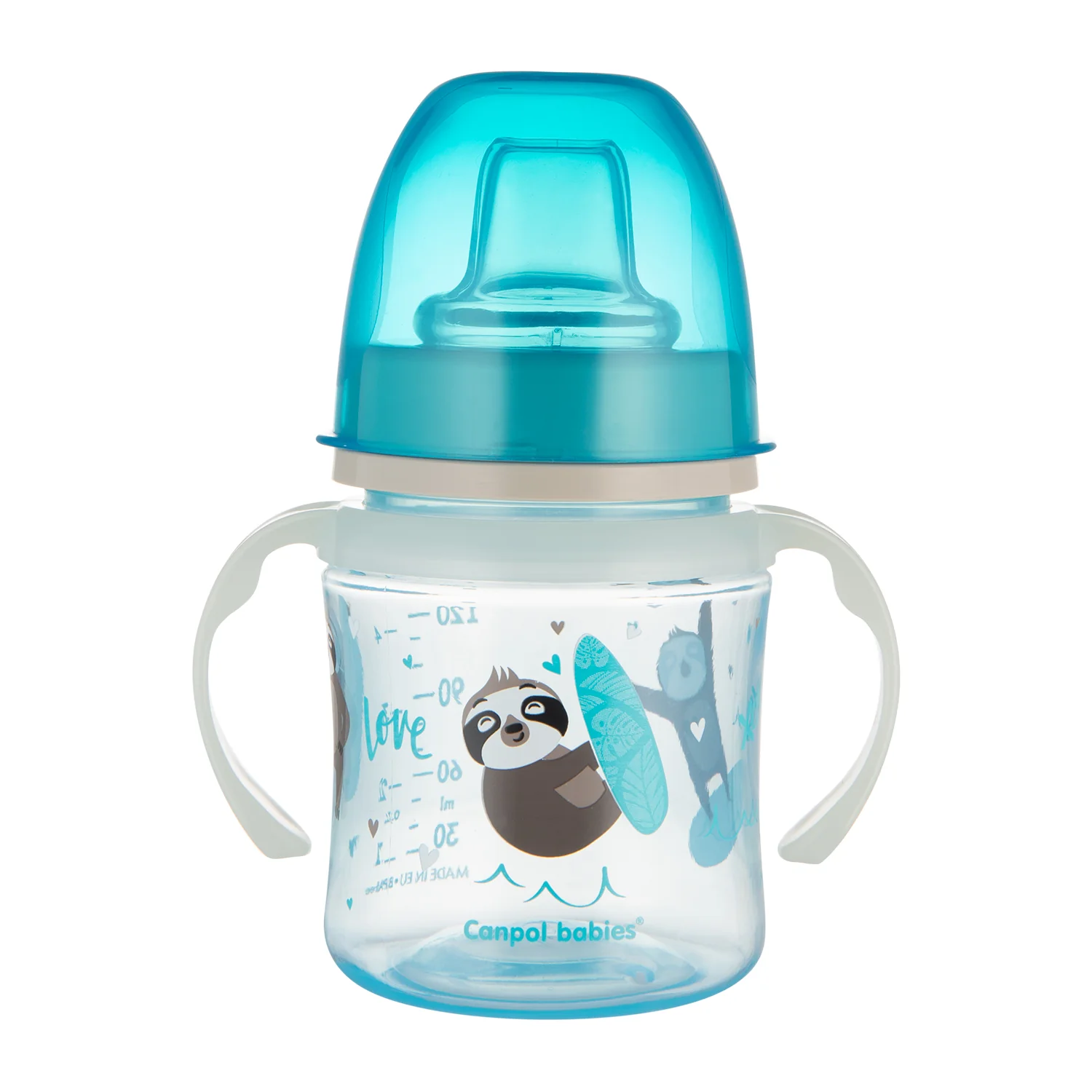 Canpol Babies, kubek treningowy z miękkim ustnikiem i uchwytami, od 6 miesiąca 35/207_blu, 120 ml