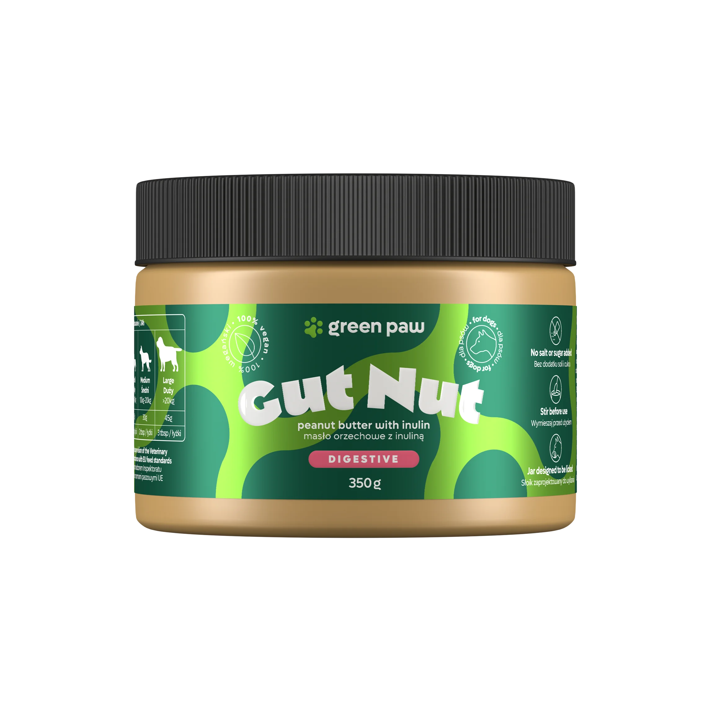Green Paw Gut Nuts masło orzechowe z inuliną dla psów, 350 g