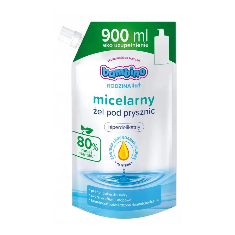 Bambino Rodzina hiperdelikatny micelarny żel pod prysznic, zapas, 900 ml