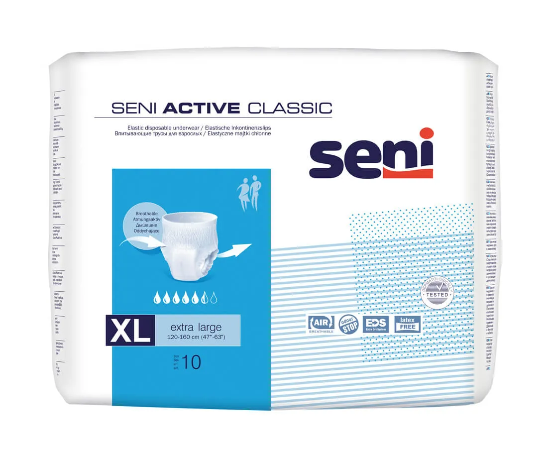 Seni Active Classic. extra large 120-160 cm, elastyczne majtki chłonne, 10 sztuk
