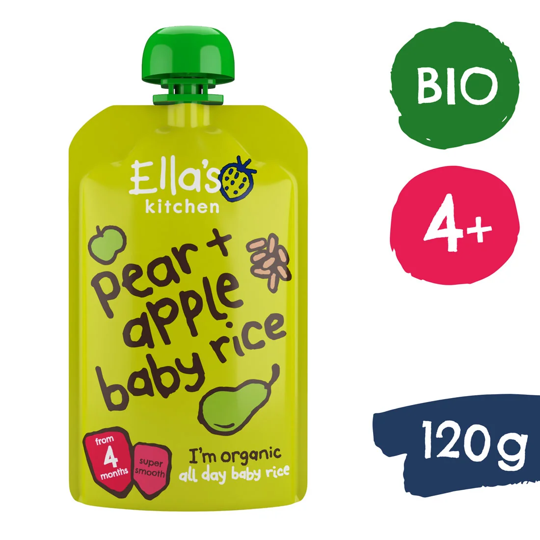 Ella's Kitchen BIO ryż dla dzieci gruszka i jabłko, 120 g