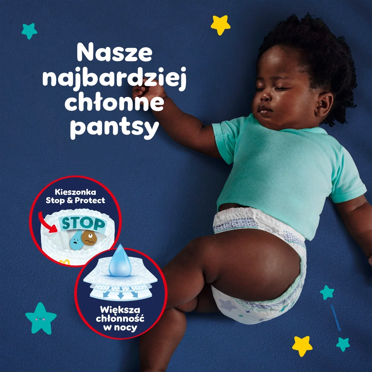 Pampers Night Pants pieluszki jednorazowe na noc, rozmiar 6, 13+ kg, 19 sztuk