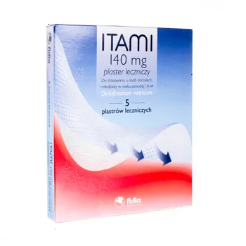 ITAMI 140 mg plaster leczniczy do stosowania u osób dorosłych i młodzieży w wieku powyżej 16 lat, Diclofenacum natricum, 5 plastrów leczniczych 