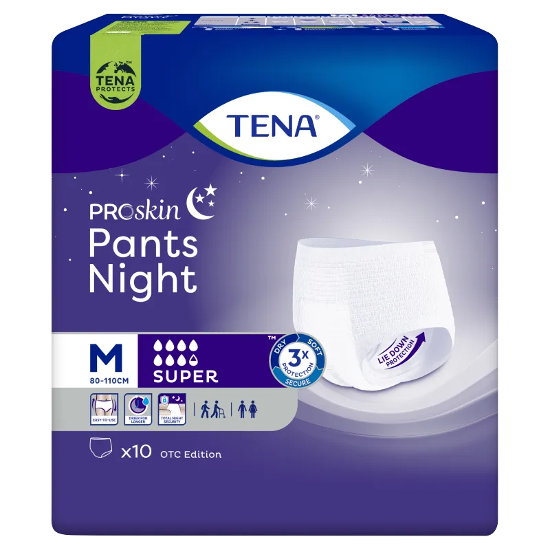 Tena Pants Proskin Super Night, medium 80-110 cm, majtki chłonne na noc, OTC, 10 sztuk