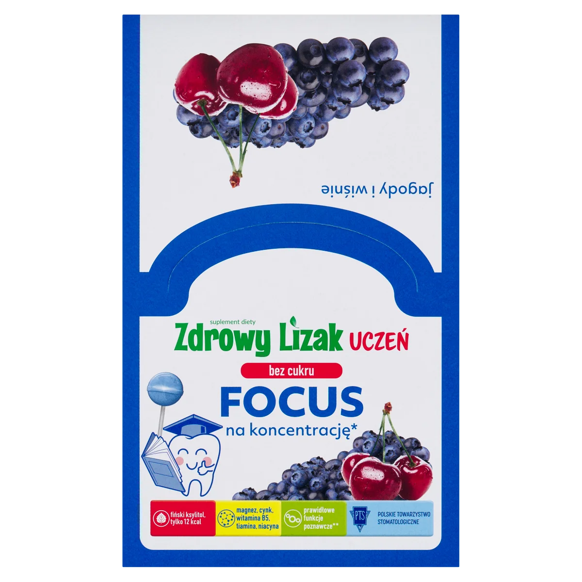 Zdrowy Lizak Uczeń Focus smak jagody z wiśnią, 1 sztuka