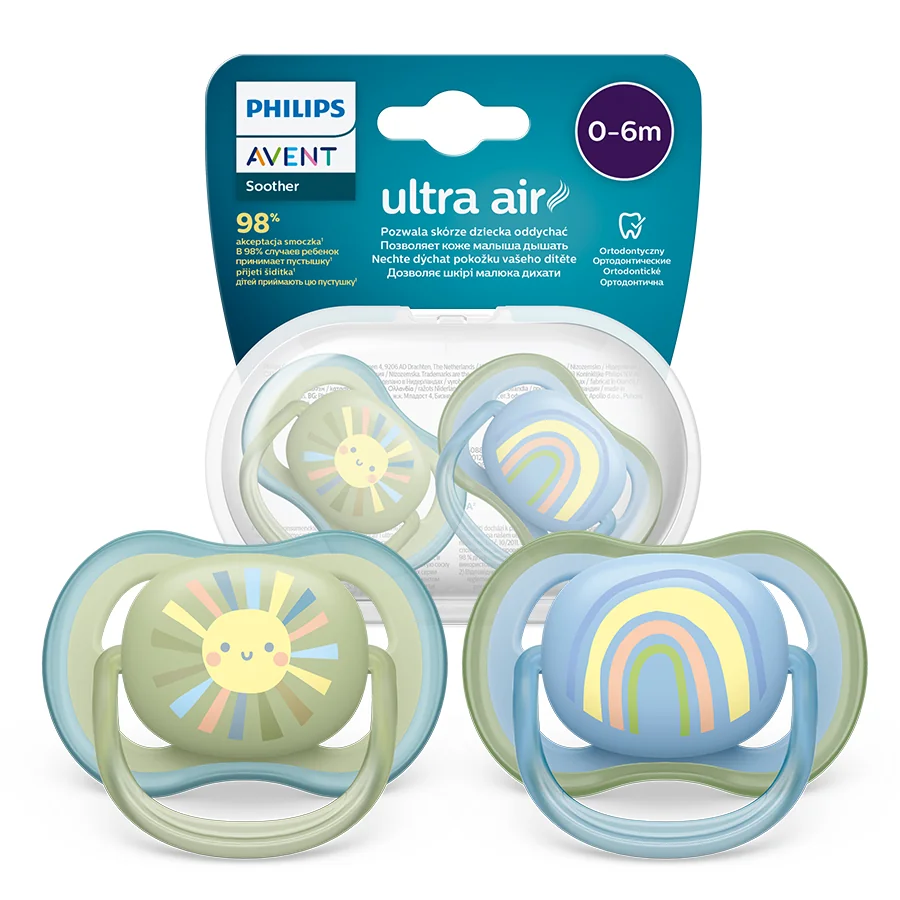 Philips Avent Ultra Air oddychający smoczek ortodontyczny 0-6m boy, SCF085/58, 2szt.
