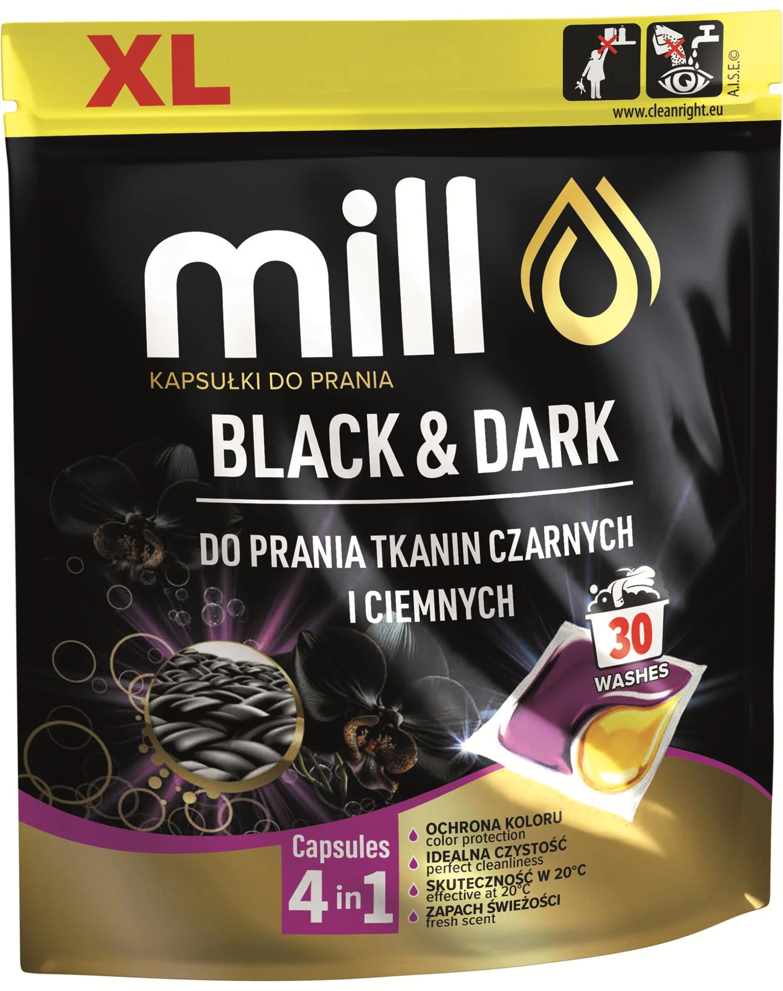 Mill Black & Dark kapsułki do prania tkanin czarnych i ciemnych, 30 sztuk
