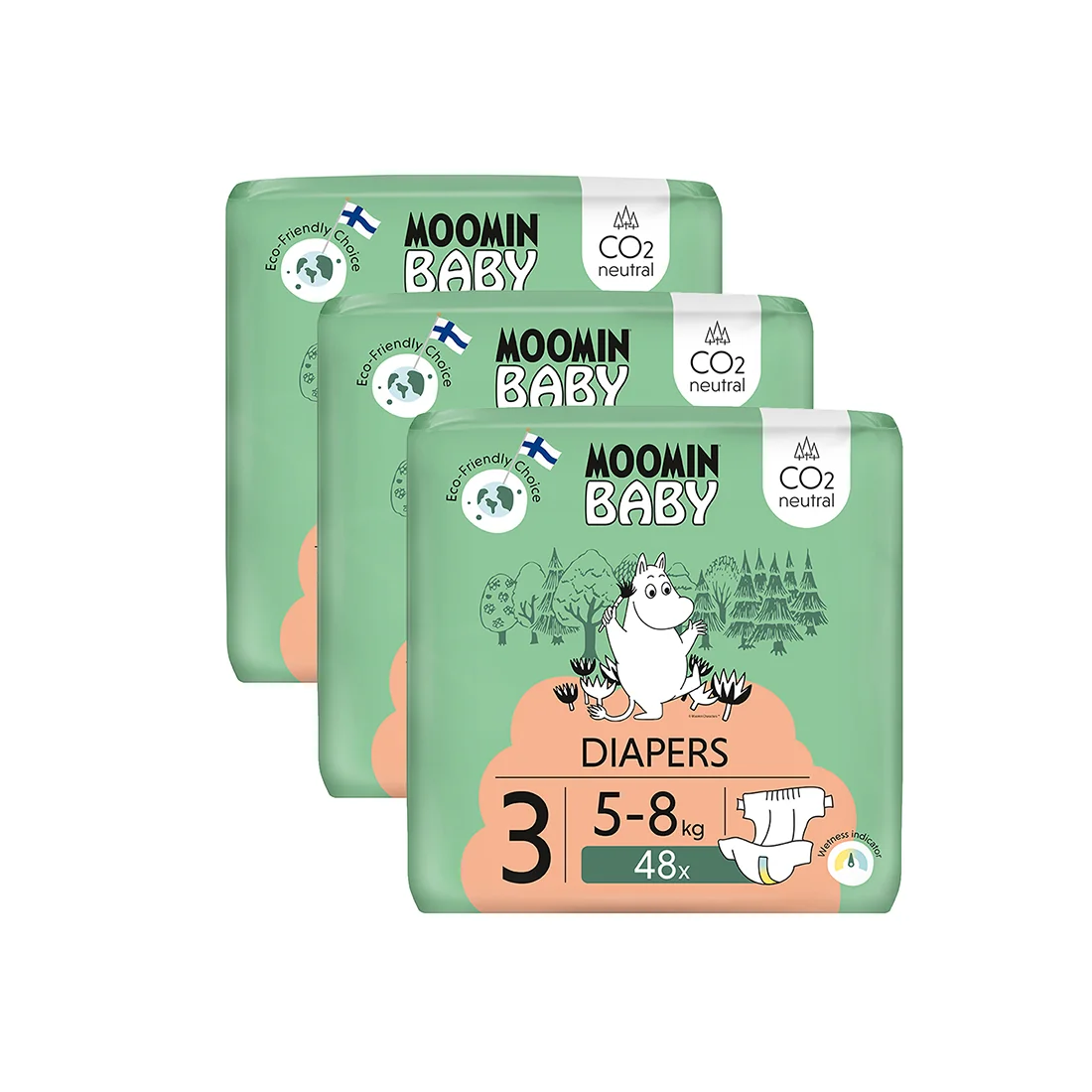Moomin Baby 3 Midi pieluszki 5-8 kg, 144 szt.