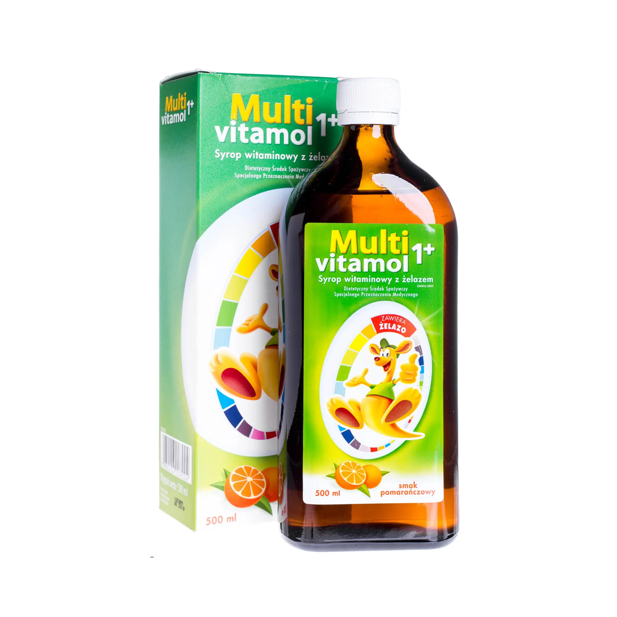 Multivitamol 1+ Syrop witaminowy z żelazem, suplement diety, smak pomarańczowy, 500 ml
