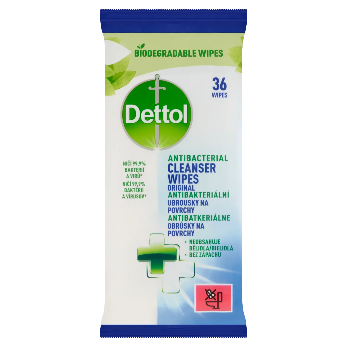 Dettol chusteczki nawilżane do czyszczenia powierzchni, 36 sztuk
