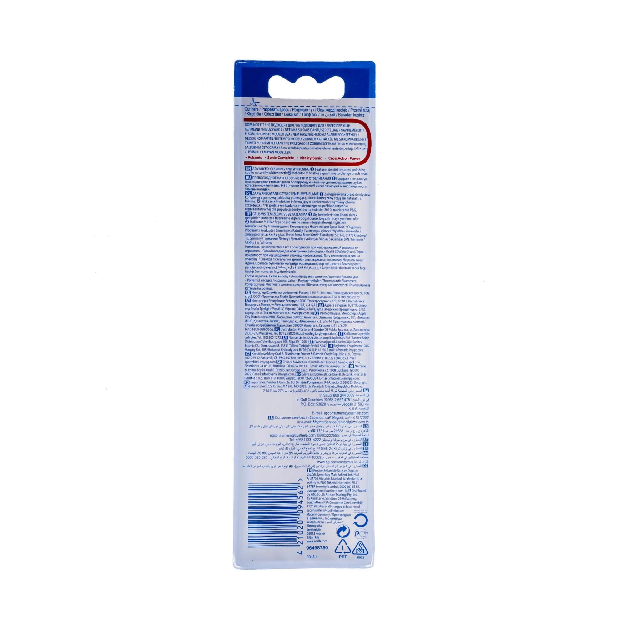 Oral-B 3D White, wymienne końcówki do szczoteczki elektrycznej, 4 sztuki 