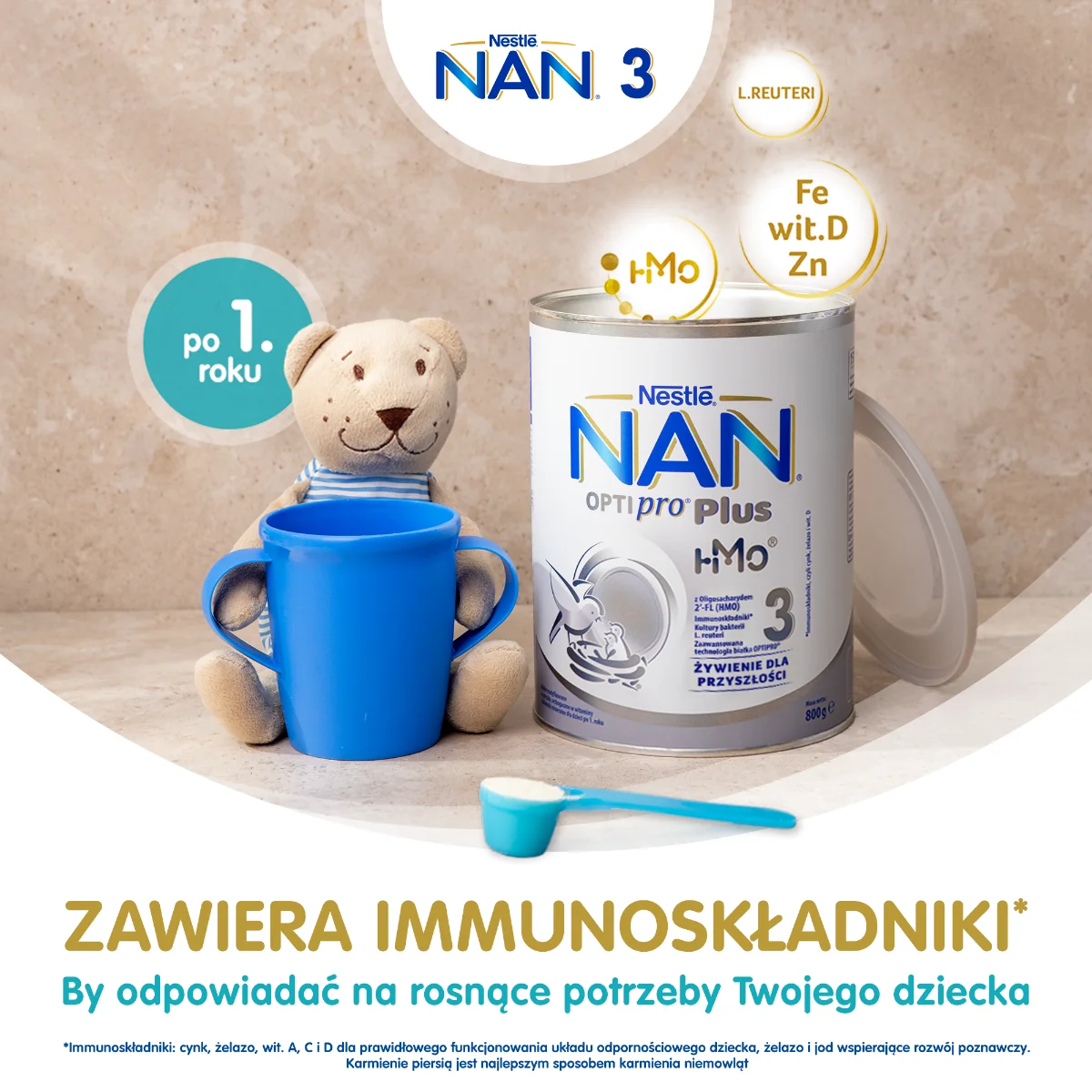 Nestle NAN Optipro Plus 3 HM-O 800 g, mleko modyfikowane powyżej 1 roku