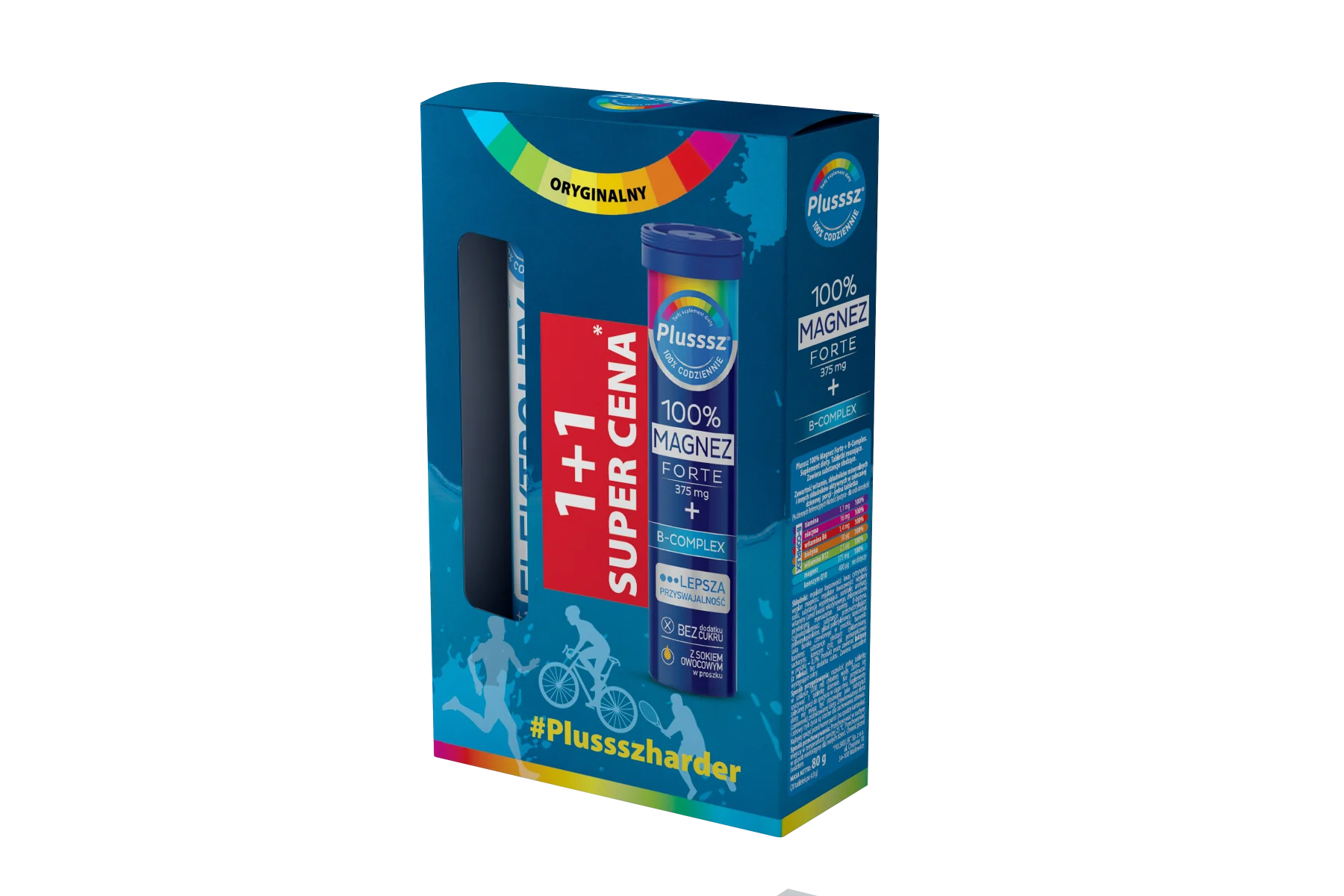 Plusssz Elektrolity + 100% Multiwitamina 24 szt. + 100% Magnez Forte + B Complex, 20 szt.
