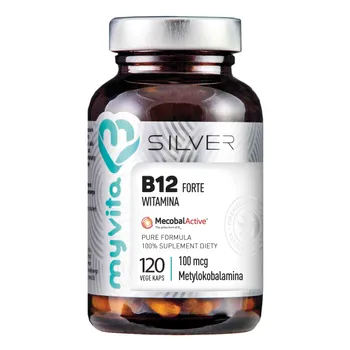 Myvita Silver, witamina b12 forte, suplement diety, 100 mcg, 120 kapsułek 